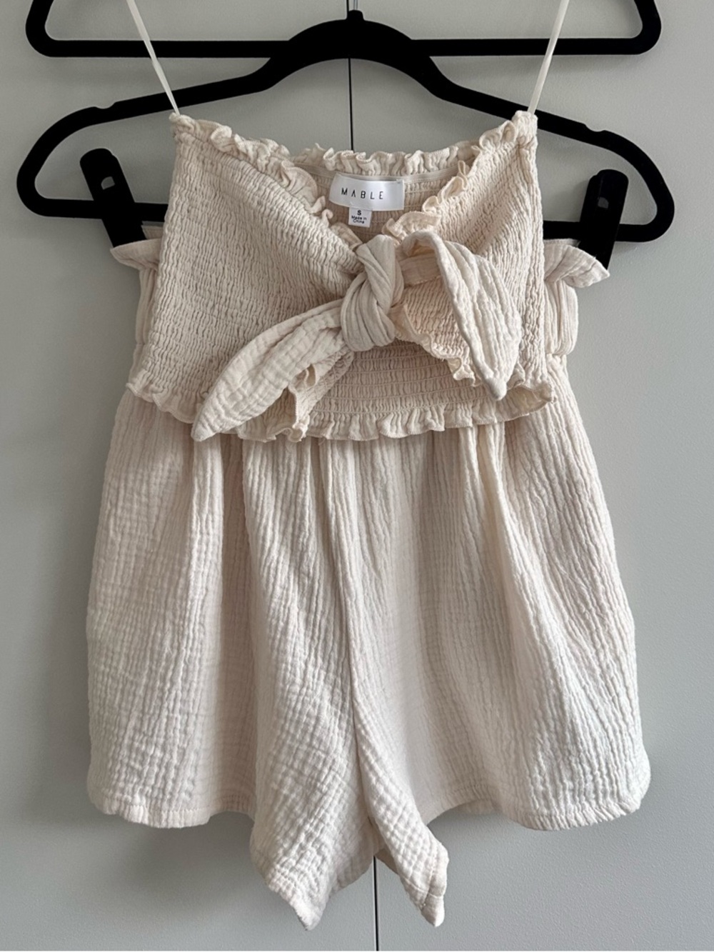 Mable Two Piece Set Bandeau Top and High Waisted Shorts in Cream - Size Small - Picture 8 of 16